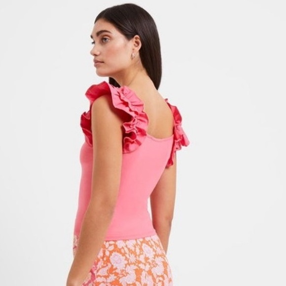 French Connection Pink Flutter Sleeve Tank Top - Picture 4 of 4